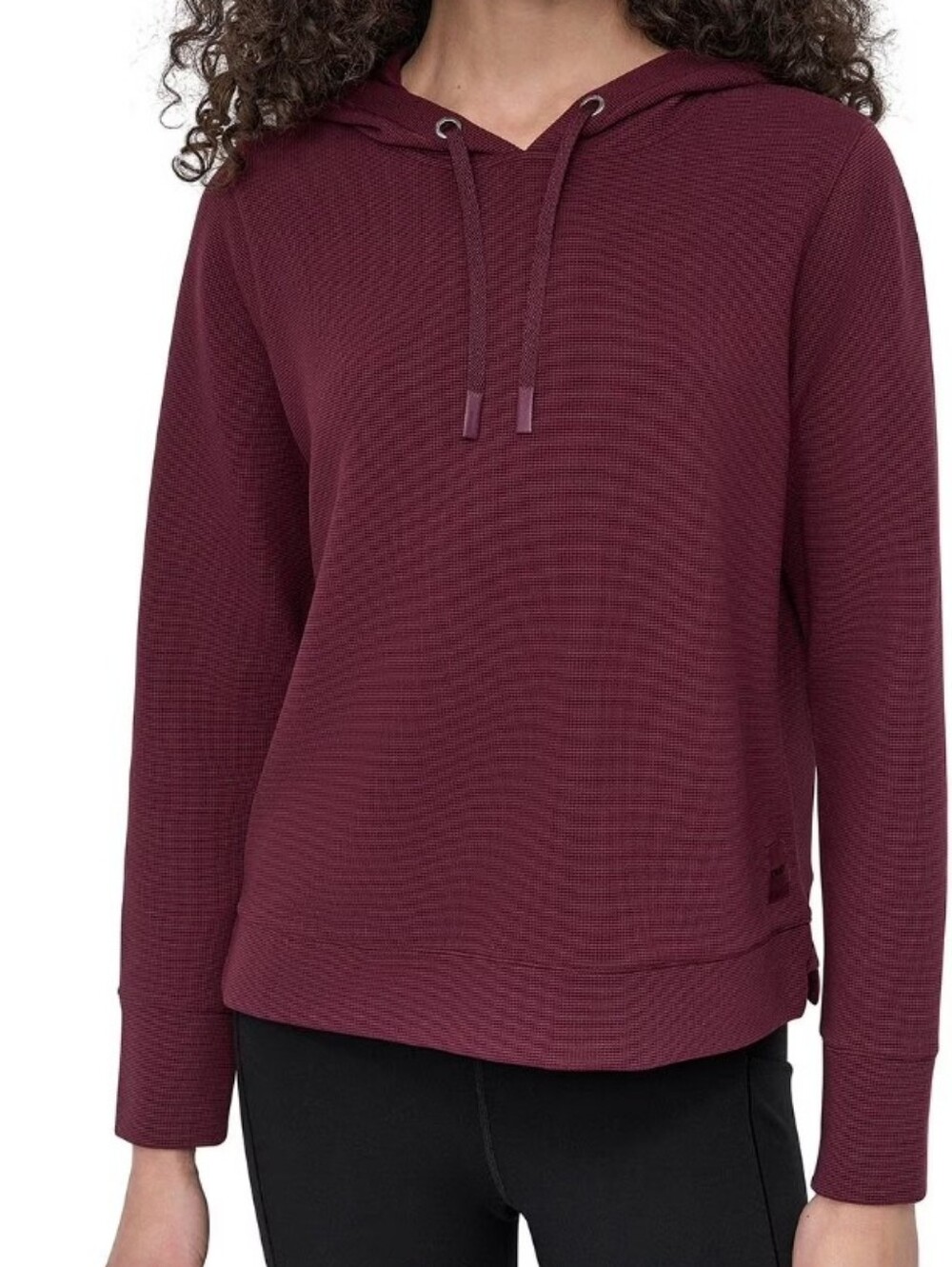 Calvin Klein Wine Waffle-Knit Hooded Pullover Size L